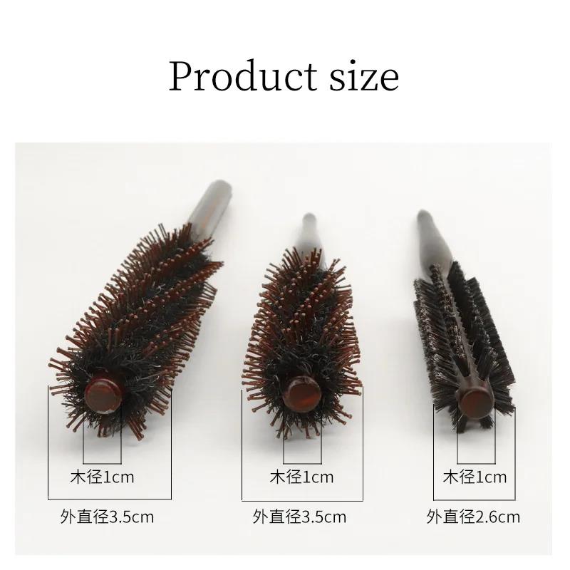 Wenefang Fashion 3Types Anti Static Boar Bristle Hair Brush Wooden Handle Small Round Brush Blow Drying Styling Hair Brush Hair Curly Comb. 