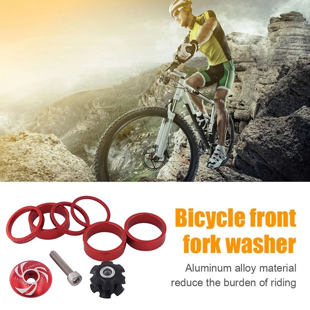 QSV8E Aluminum Alloy Cycling Front Fork Washer Stem Spacers Headset Riser Handlebar Spacers Stem Ring Gasket Set Bicycle Front Fork Washer Headset Spacer Bike Headset Washer