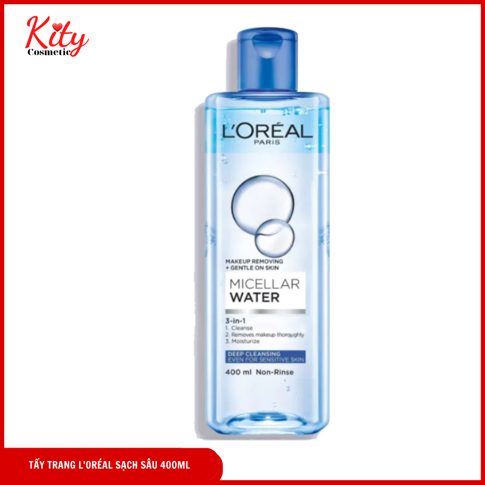 Nước tẩy trang đa năng 3-in-1 L'Oreal Paris Micellar làm sạch sâu 400ml (xanh dương đậm)
