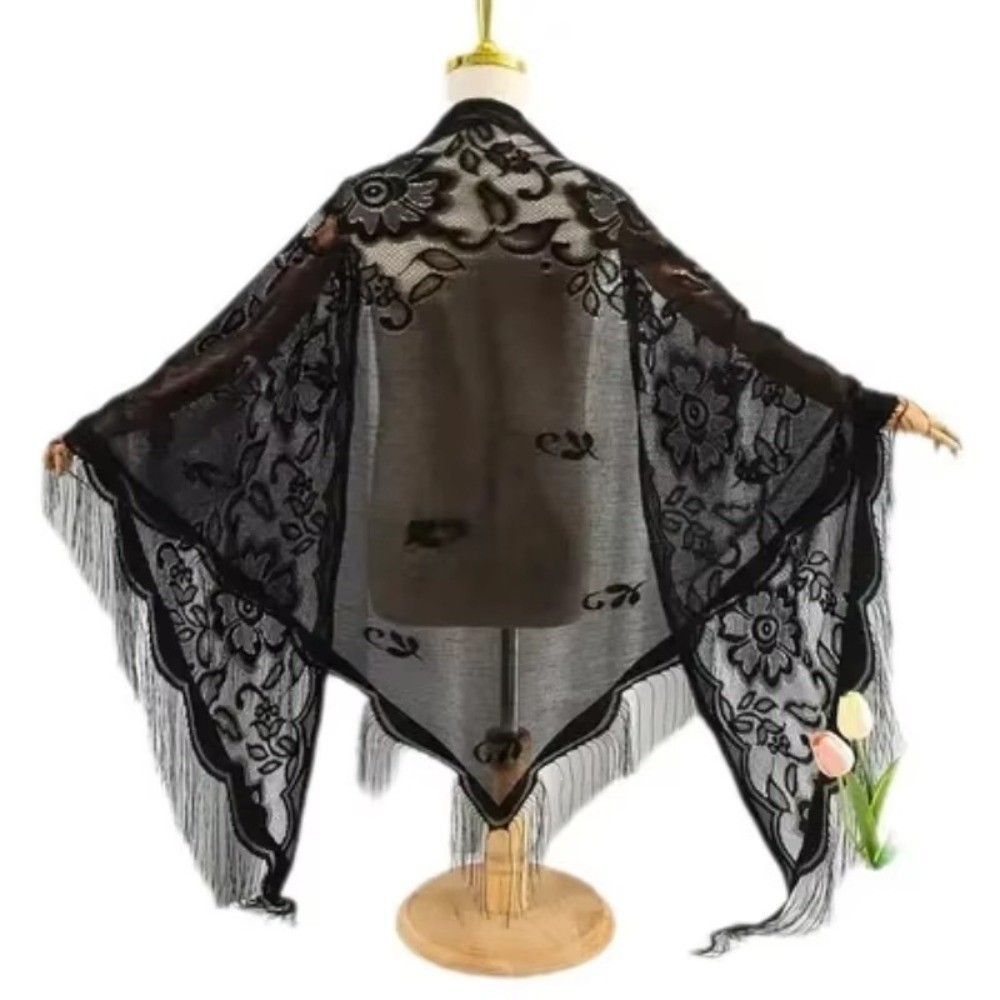 Fashion%20Tassel%20Patchwork%20Tulle%20Scarf%20Hollow%20Solid%20Color%20Lace%20Shawl%20Breathable%20Party%20Accessories%20Triangle%20Scarf%20-%20Image%202