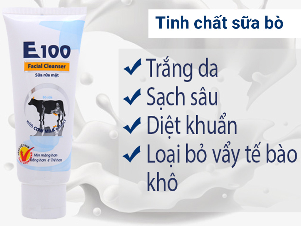Sữa Rửa Mặt Tinh Chất Sữa Bò Tươi E100 80Ml