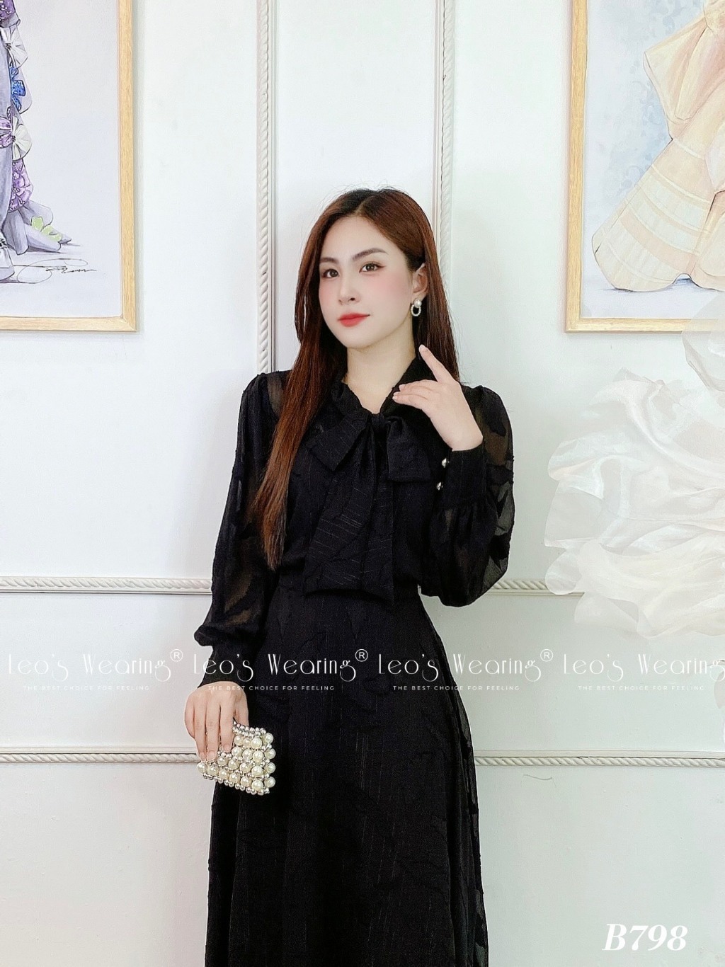 B796 LEOSWEARING set váy 3 món dáng dài