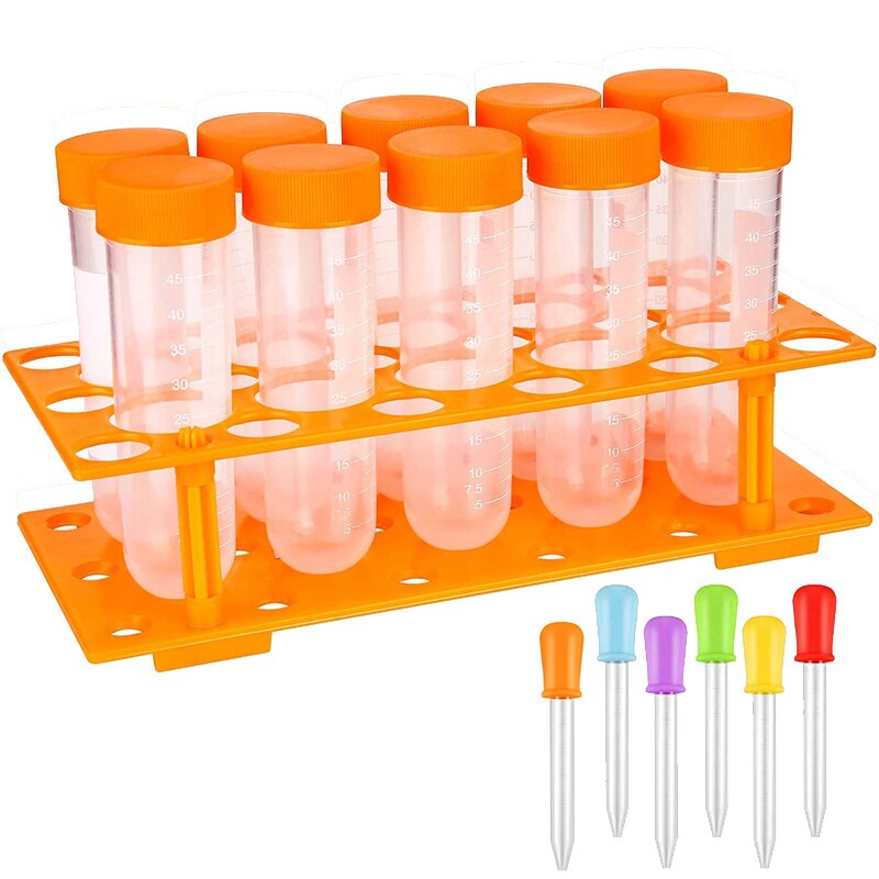 2-12Pcs Primary Science Test Tubes With Stand Fine Motor Skill Tool Set Learning Tools For Kids Children Early Educational Toy