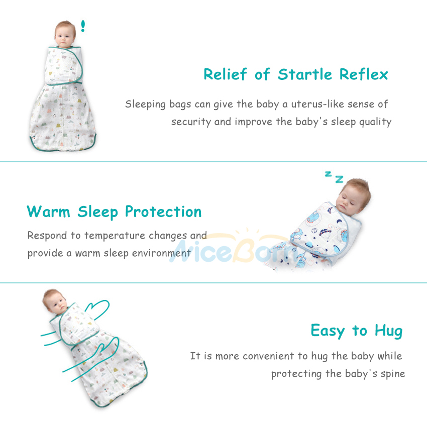 NiceBorn ถุงนอนเด็กแรกเกิด 0-3 เดือนผ้าห่มเด็กออกแบบปลอดภัย ผ้าฝ้ายนุ่ม ทารกเสื้อผ้า ผ้าห่มถุงนอน Sleeping Bags