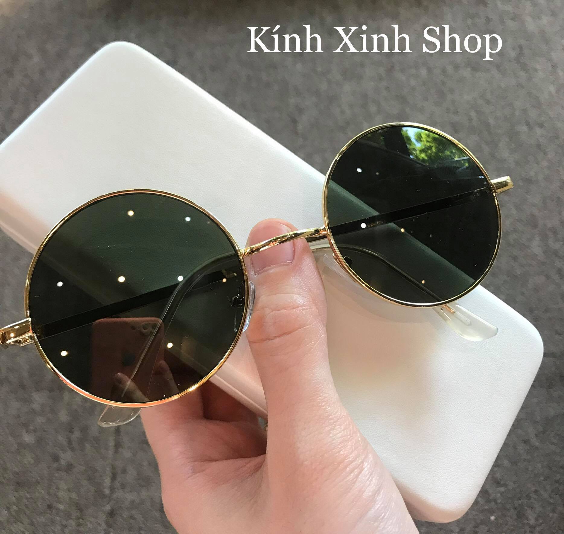 Kính Râm Mắt Tròn Thầy Bói Retro Gọng Kim Loại Cao Cấp | Lazada.vn