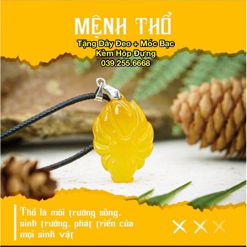 Dây chuyền hồ ly đá tặng kèm dây đeo + móc bạc + hộp