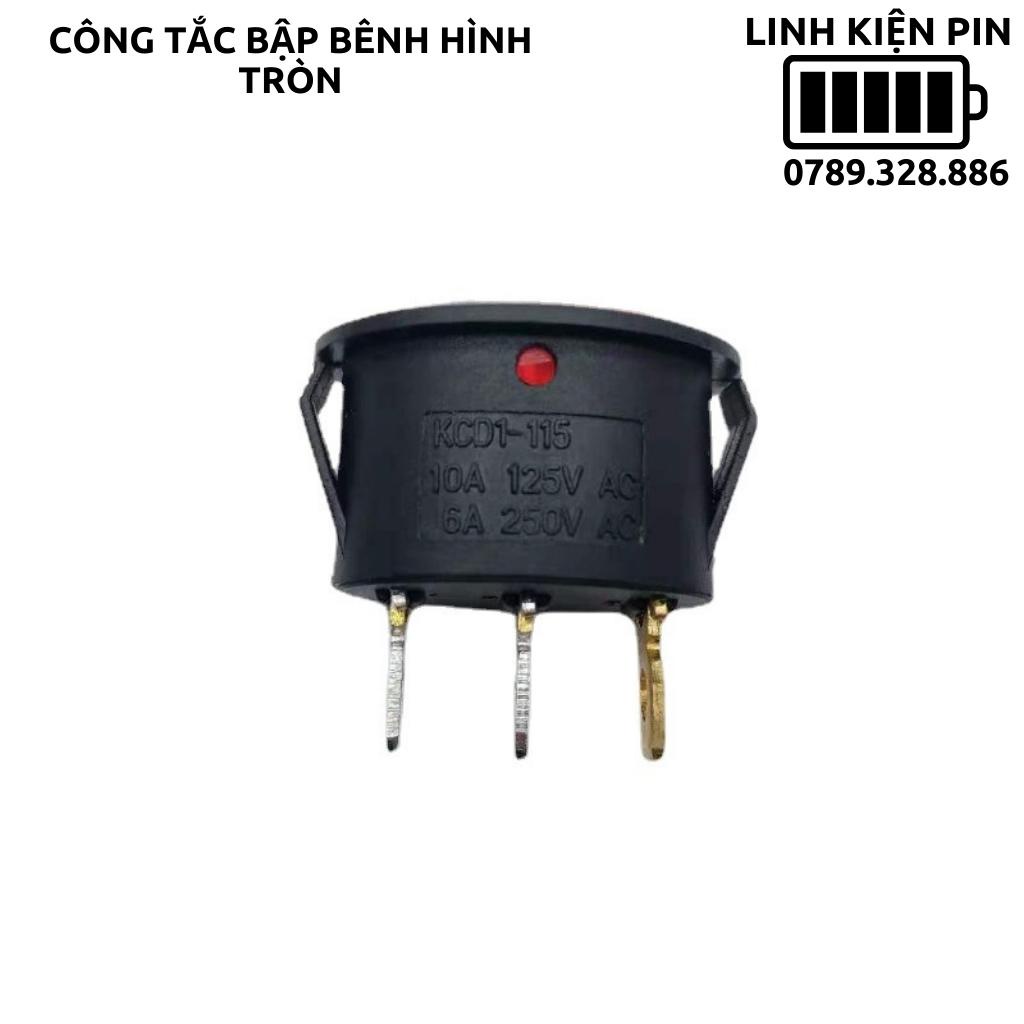 Công tắc bập bênh hình tròn 220v 6a có led