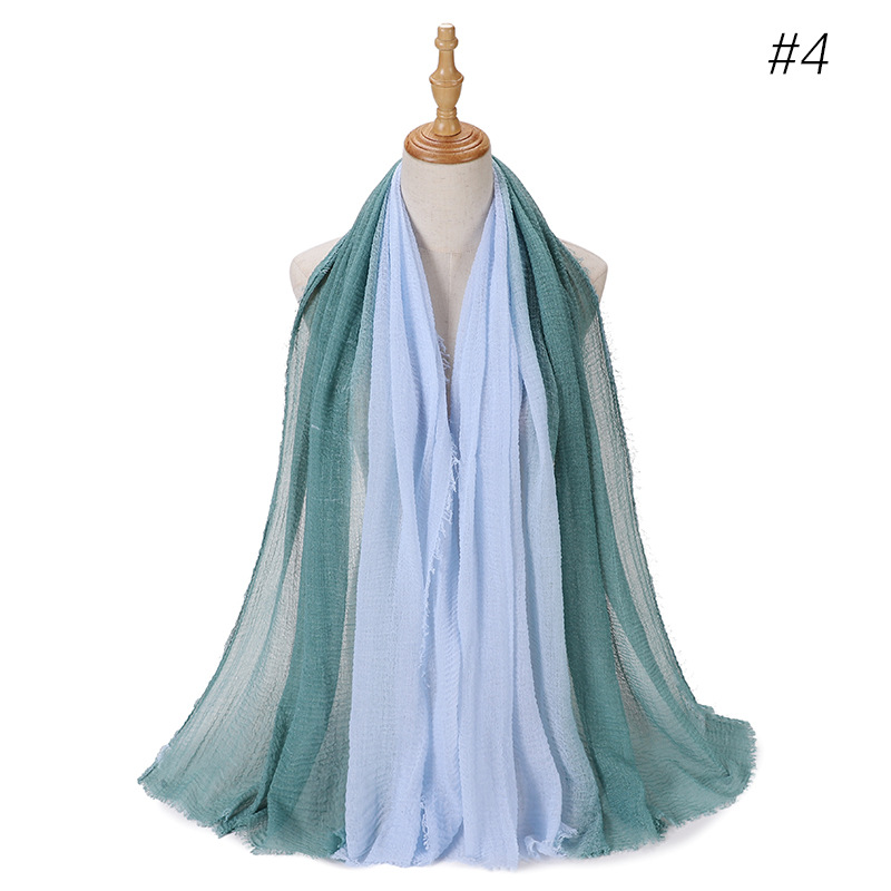 Jifang Gradient Color Cotton Linen Pashmina Shawl Fashion Double