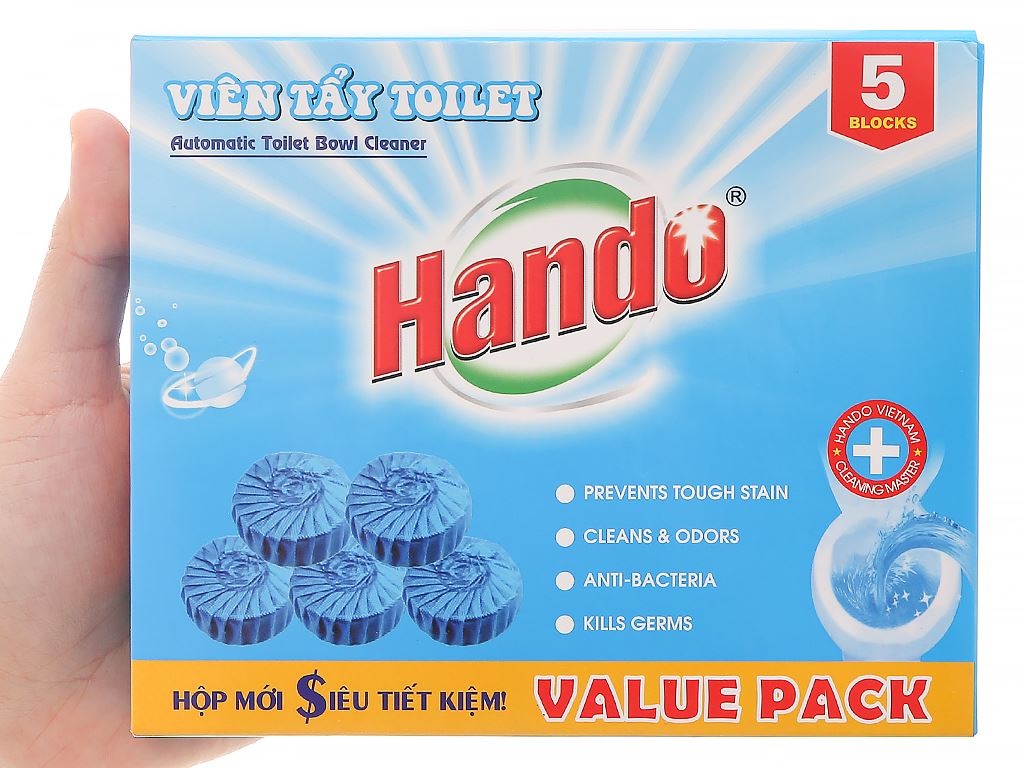 [Hoàn Tiền 10%] Hộp 5 viên tẩy xanh diệt khuẩn làm thơm bồn cầu tự động Value Pack Hando (360 lần xả/viên) BH732