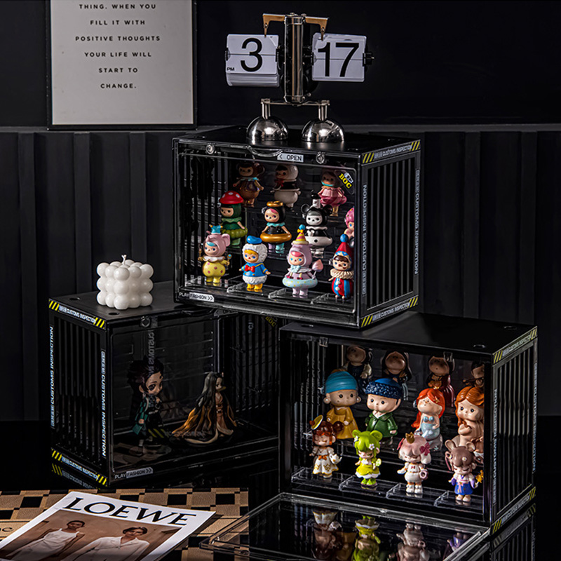 Dustproof figure display storage box on table blind box ornament display stand acrylic box