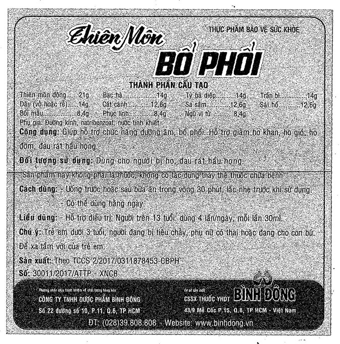 Thiên môn bổ phổi Bình Đông Chai 280ml