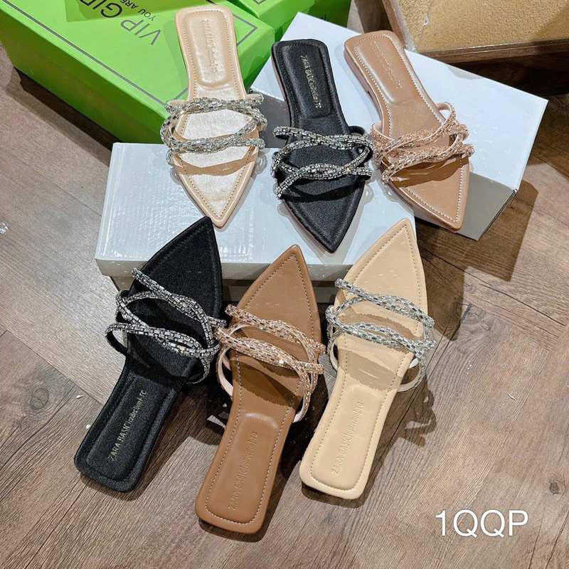 Dép bệt xoàn 2 quai đan chéo đá