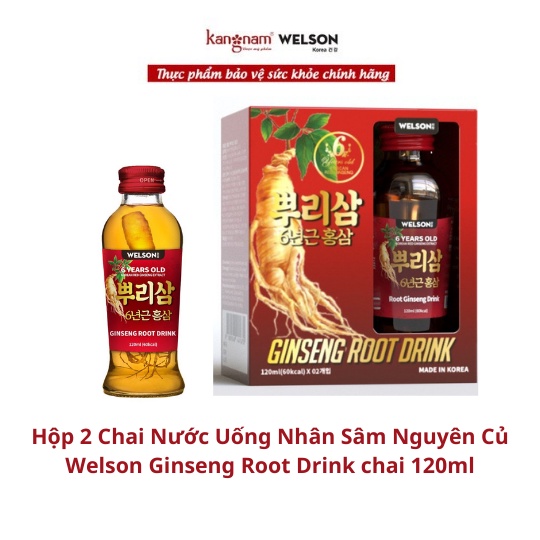 Nước uống Nhân Sâm Nguyên Củ Welson Ginseng Root Drink Hộp 2 Chai 120ml thumbnail