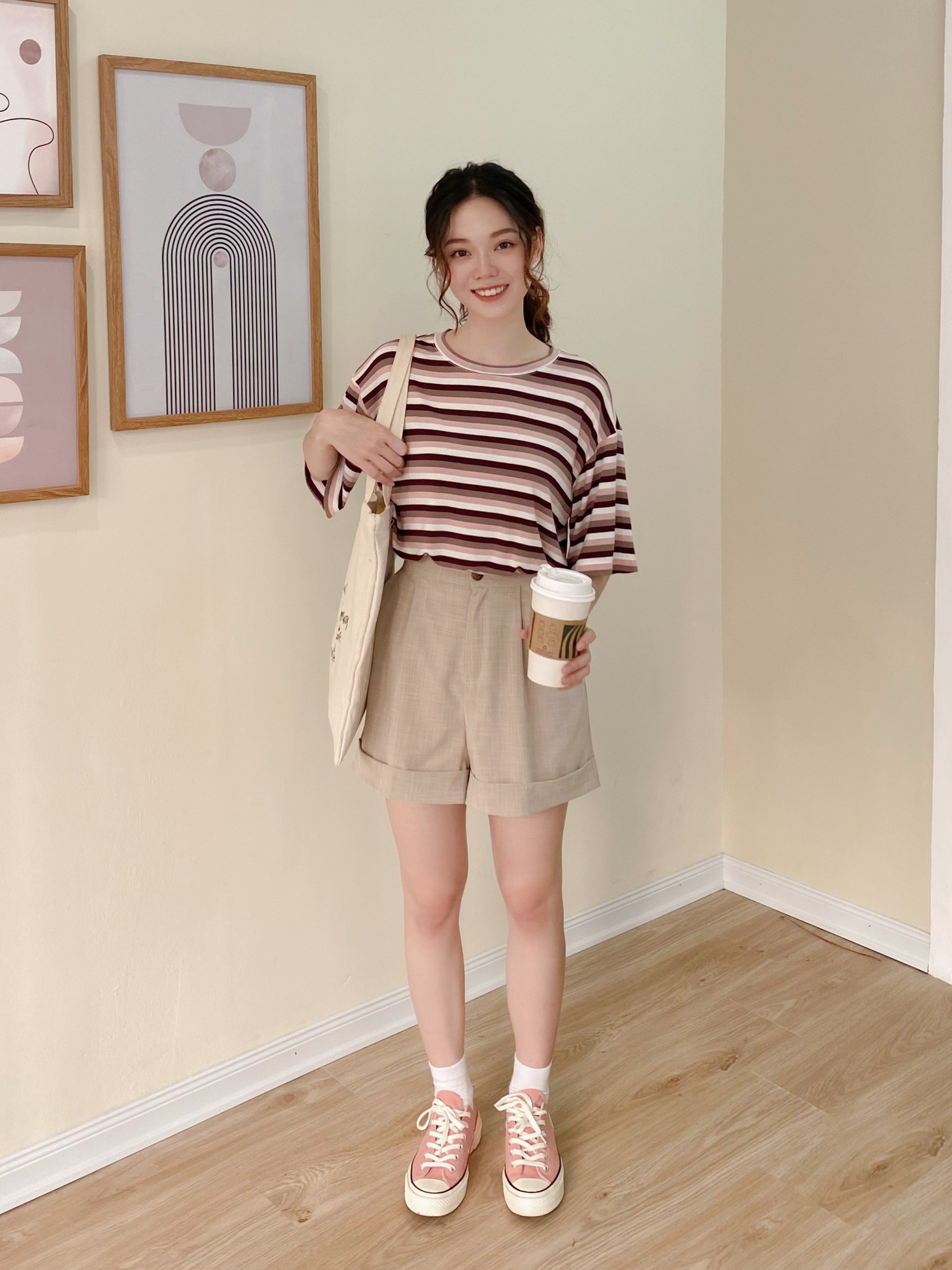 Áo Thun Freesize Kẻ Madelen