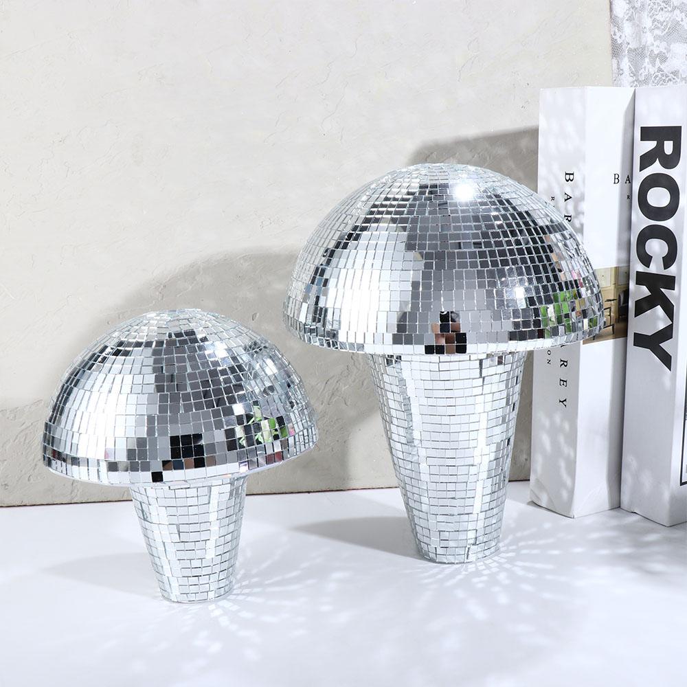 NO6 gấu trúc bền retro hình nấm phản quang đa kích thước trang trí bàn trong phòng quả bóng Gương đèn xoay quả cầu Disco tinh thể Nấm