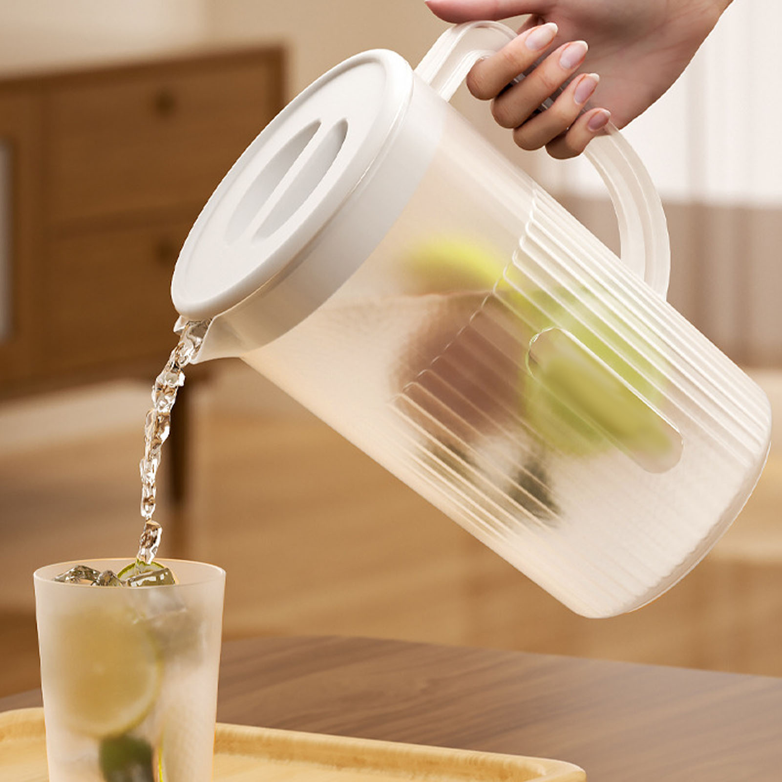 2.7L Plastic Pitcher With Lid - Large Capacity Water Jug For Juice & Tea | Heat-Resistant With Filter Spout
