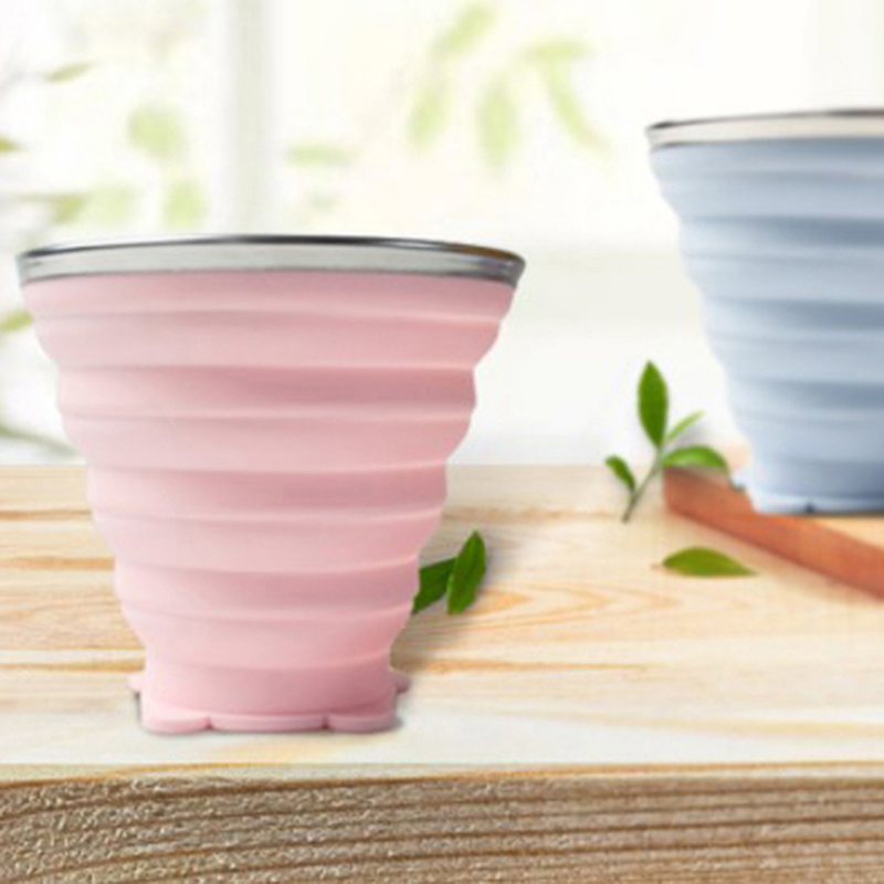 Folding Cup Foldable Collapsible Telescopic Silicone Water Bottle Teacups. 