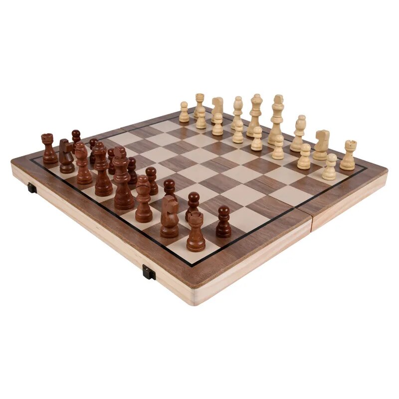 3 In 1 Chess Board, Folding Wooden Portable Chess Game Board, Wooden Chess Board For S