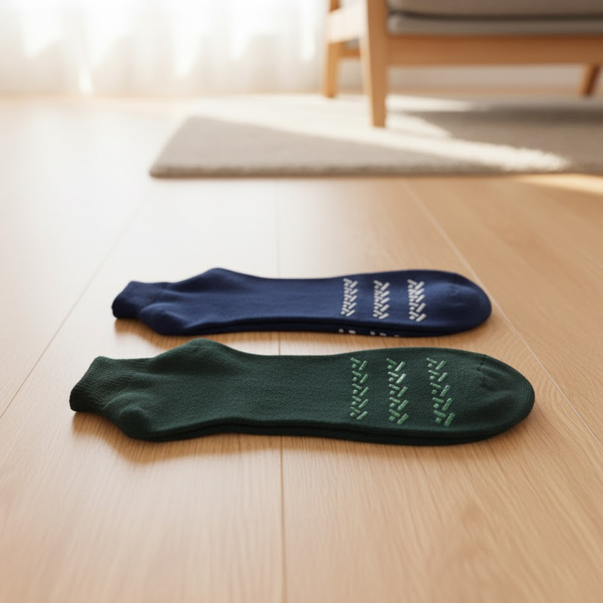 2 Pair Anti Slip Grip Non Skid Crew Cotton Socks