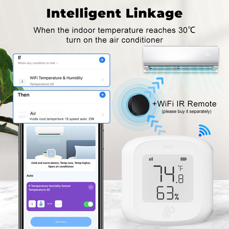 Tuya Smart WiFi Temperature Humidity Sensor Indoor Hygrometer with LCD Display
