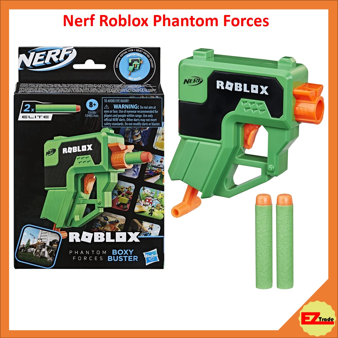 Nerf Roblox Phantom Forces: Boxy Buster Dart Blaster, 2 Nerf Elite