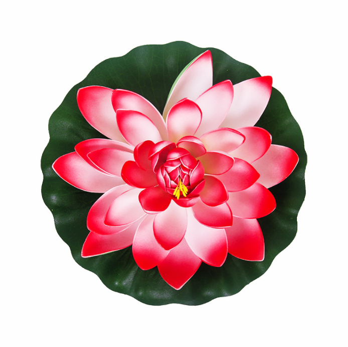 Đóa hoa sen giả thả nước trang trí tiểu cảnh ngoài vườn phủ xanh