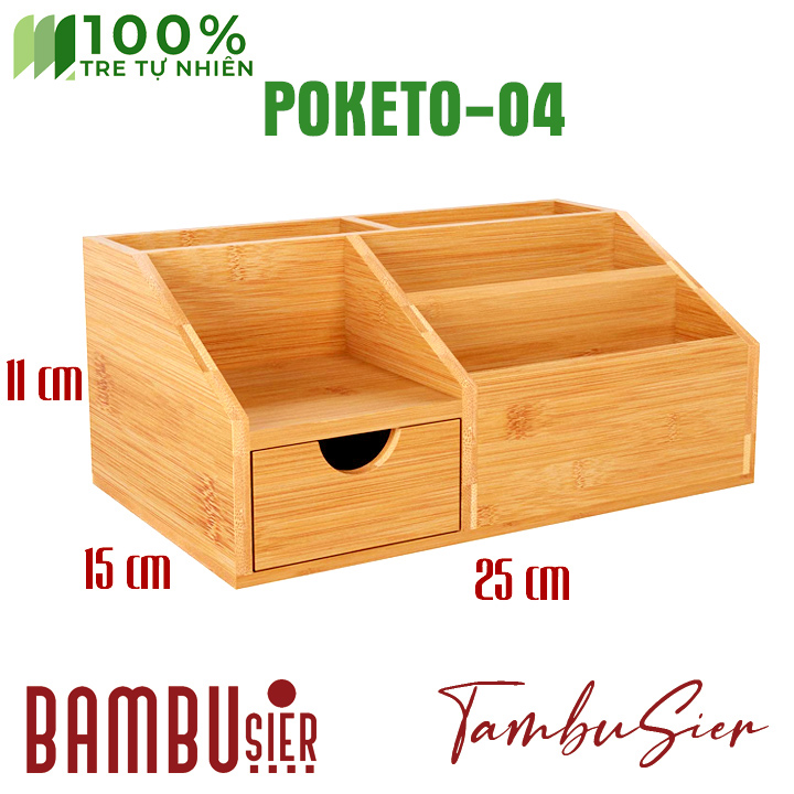 Hộp đựng bút để bàn gỗ tre _ POKETO