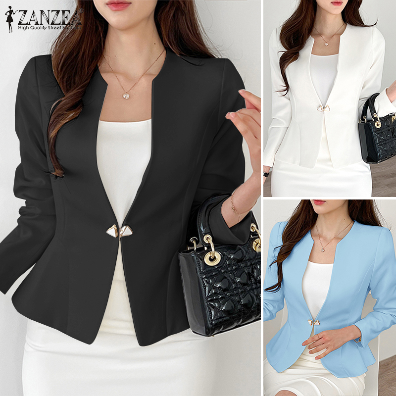 ZANZEA%20Korean%20Style%20Women's%20Blazer%20Elegant%20Office%20Collect%20Waist%20Long%20Sleeve%20O-Neck%20Plain%20Suit%20Jackets%20#11%20-%20Image%205