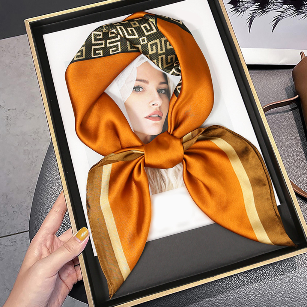 Imitation Silk Square Scarf 68cm/45g Women Multi-function Hair Band Accessories 1pcs WJ1026-399