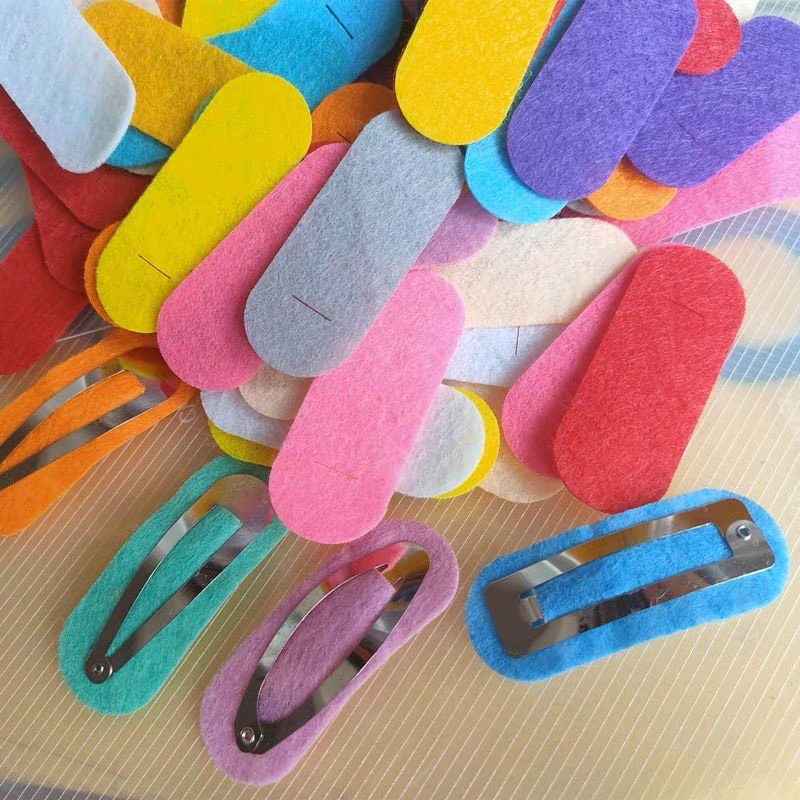 10 Cái phôi vải nỉ lót kẹp tóc handmade
