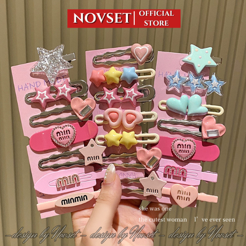 Set 7 kẹp tóc NOVSET set 7 cặp tóc chữ Min min cao cấp