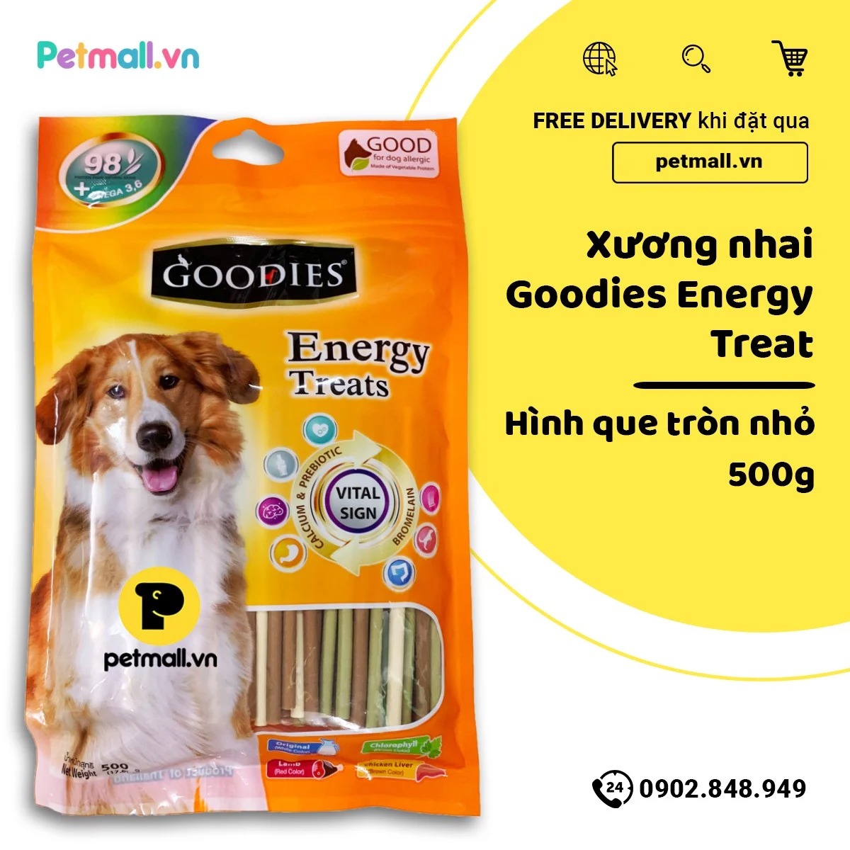 Snack GOODIES cho Chó nhiều vị 500g - Que tròn nhỏ nhập Thái Petmall thumbnail