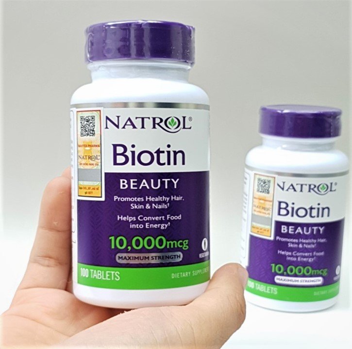 Biotin 10000mcg hỗ trợ mọc tóc - Hàng nhập khẩu chính ngạch, có tem chống hàng giả của BCA (Lọ 100 viên) thumbnail