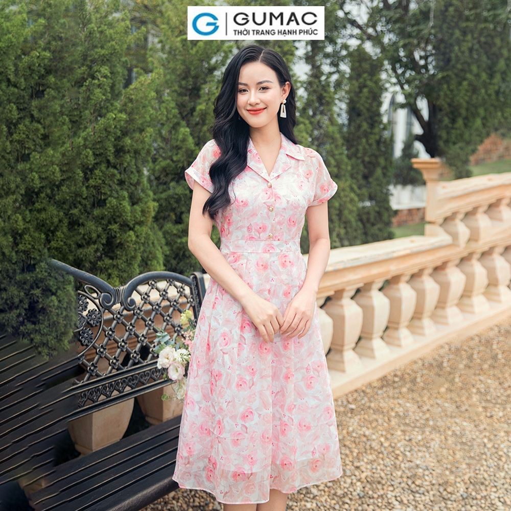 [15 - 17.6 |Voucher 8-15%] Đầm nữ xòe cổ danton DD11015 thời trang GUMAC