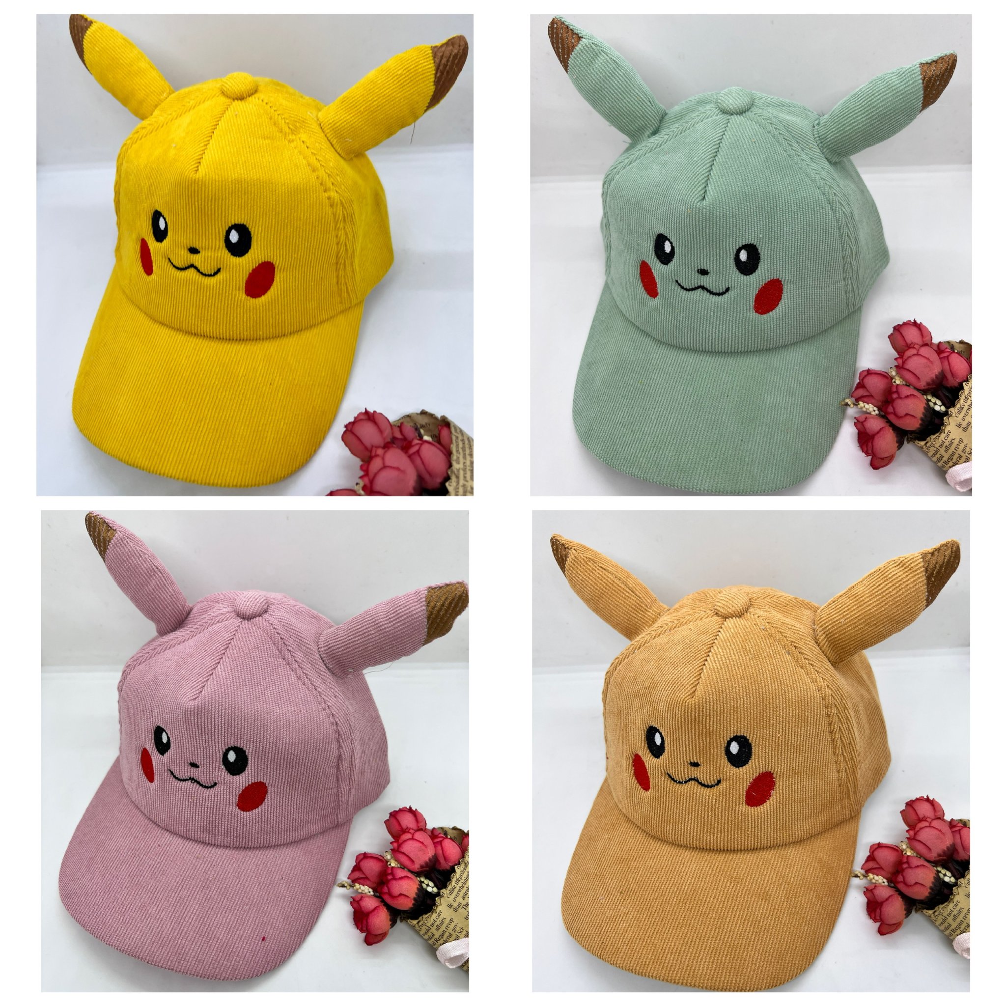 Mũ nón kết pikachu cho bé trai bé gái từ 4 đến 10 tuổi – vải nhung gân