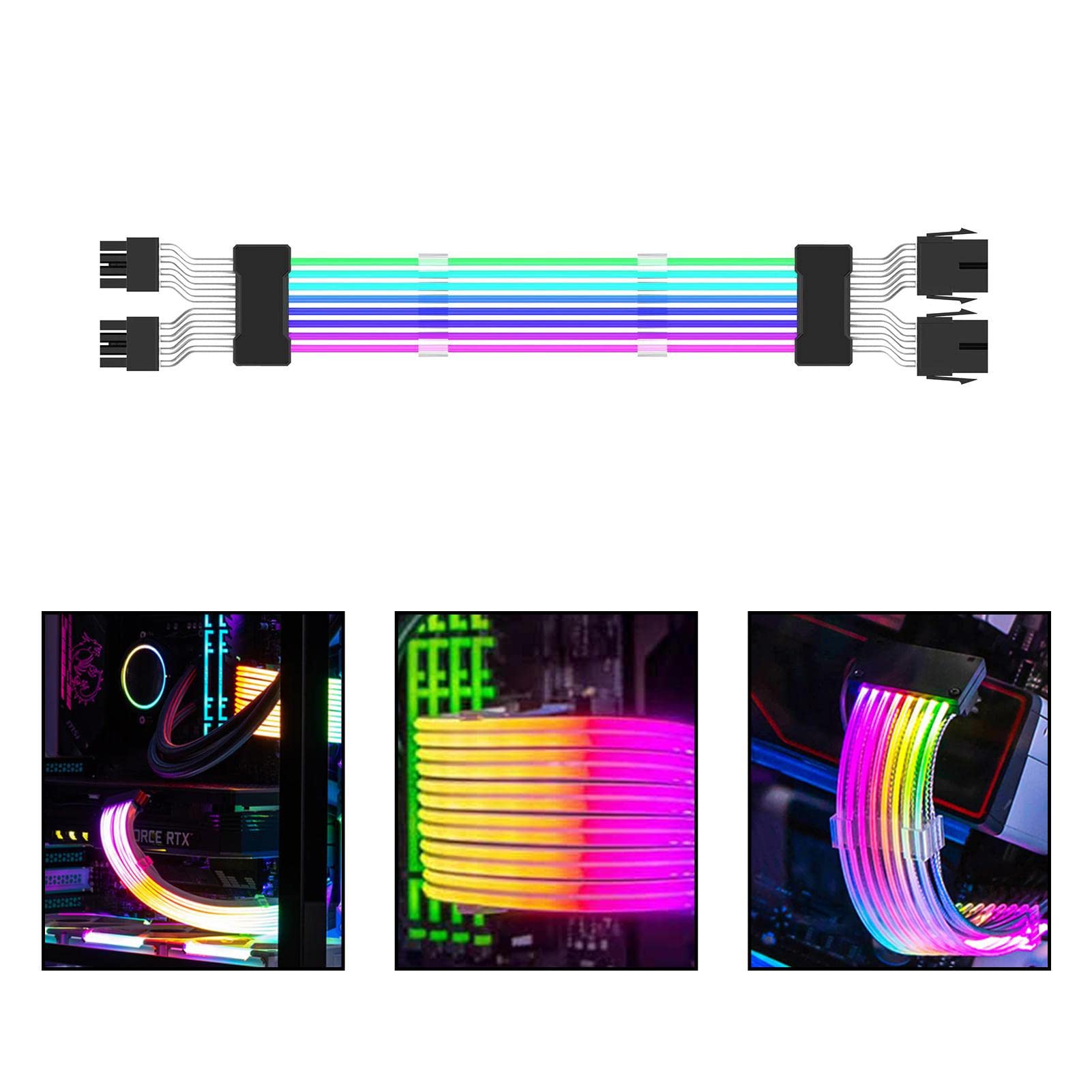 Graphics 8-Pin 62pin Rgb Glow Extension Cable Argb Neon Color Line Psu Power Supply 24 Pin Motherboard Extension Cable. 