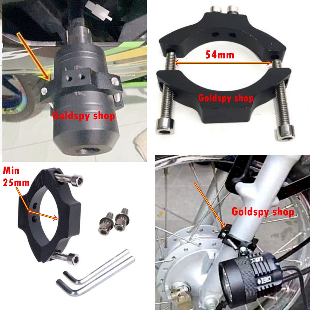 Pat Gắn Chống Đổ Nhôm CNC -Cùm phuộc, pát kẹp phuộc gắn đèn trợ sáng