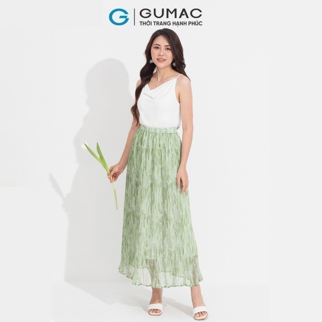 [15 - 17.6 |Voucher 8-10%] Chân váy tơ dập ly GUMAC VD05025