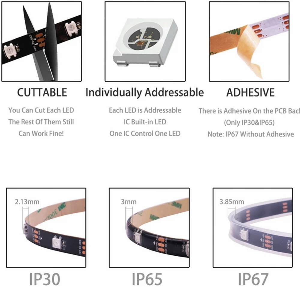 DC5V/12V%20WS2813%20WS2815%20WS2811%20WS2812B%205050RGB%20addressable%20LED%20strip%2030/60/144%20pixels/LEDs/m%20black/white%20IP30/65/67%20-%20Image%203