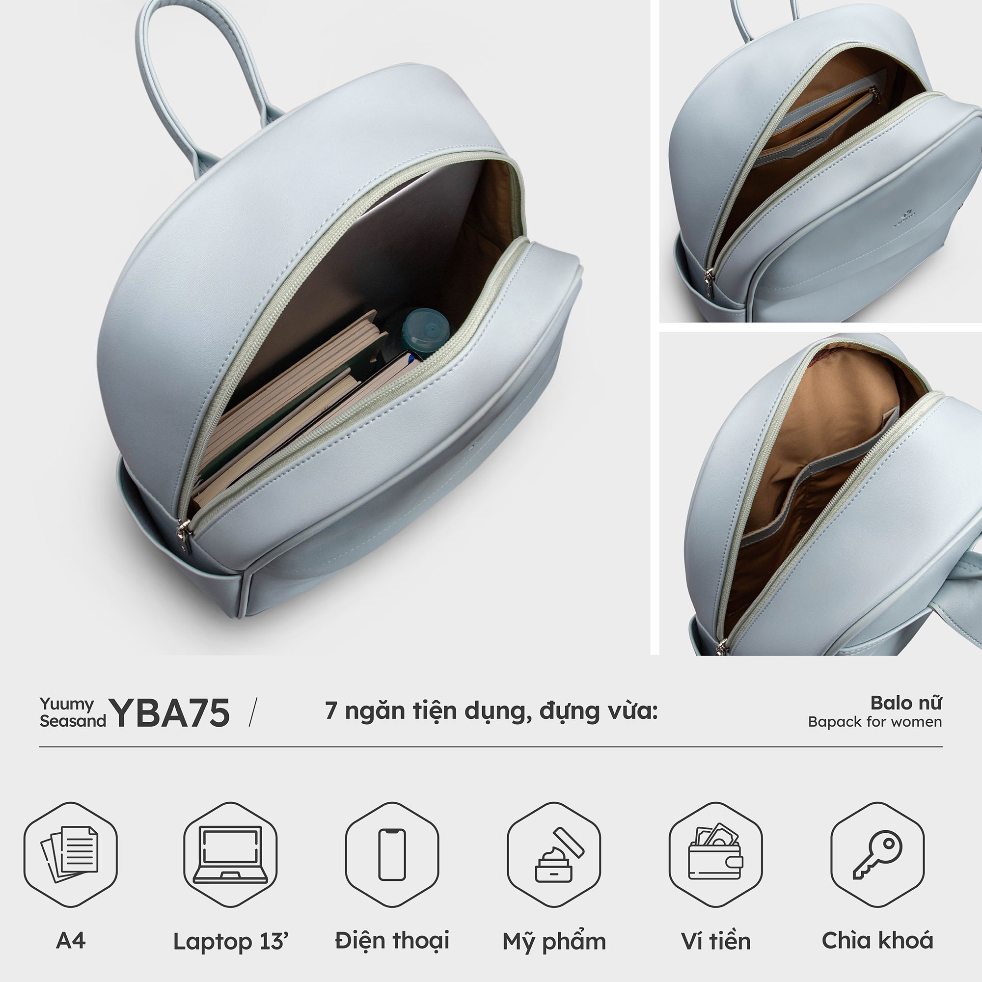 Balo Yuumy (Thời trang nữ công sở cỡ lớn - Balo da Seasand YBA75)