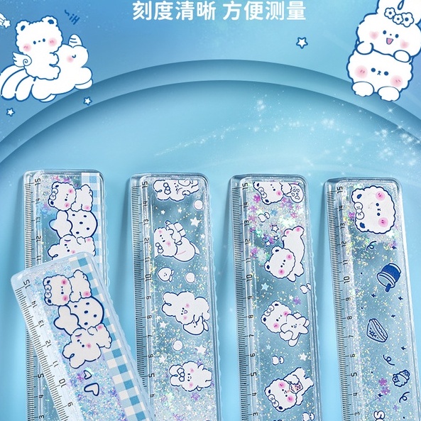 Thước Kẻ Cát Chảy Gấu Thỏ MaiHe Độc Lạ - Thước 15cm