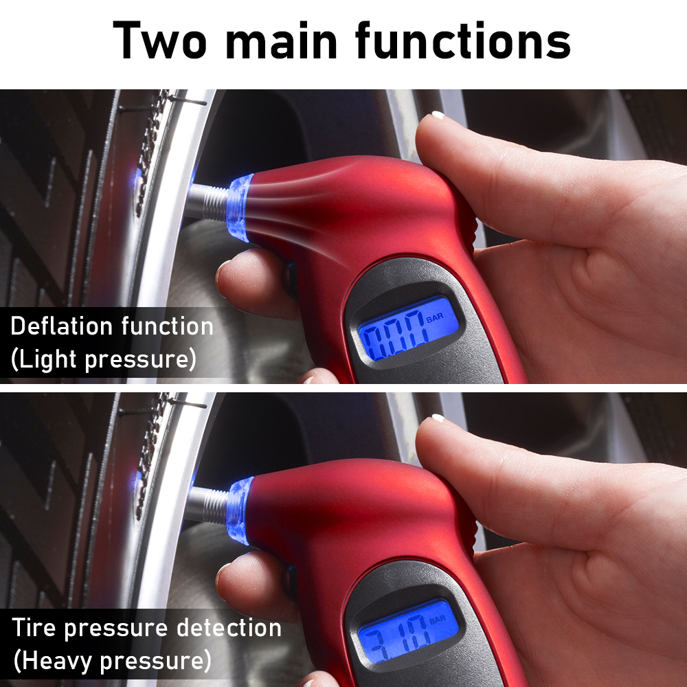 [bán chạy] tezer đồng hồ đo áp suất lốp xe hơi kỹ thuật số đồng hồ đo áp suất khí áp kế màn hình lcd 0-150 psi cho xe hơi xe tải xe máy 6