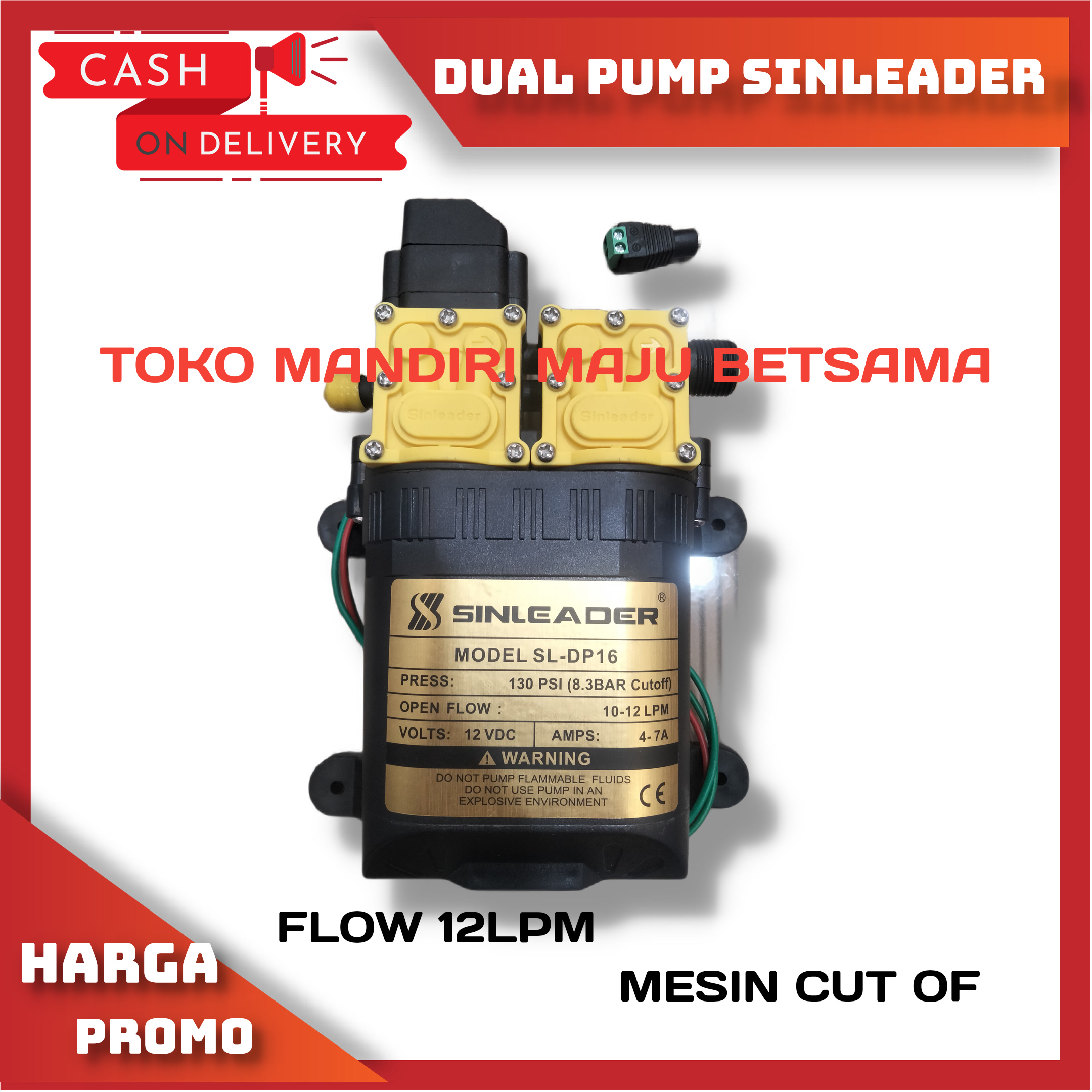 DUAL PUMP SINLEADER SL-DP16 130 PSI 12LPM / DINAMO POMPA DC DOBEL