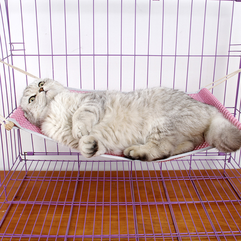1pc Breathable Comfortable Mesh Pet Hanging Hammock Swing Bed Sleeping Cage House for Cat Kitten