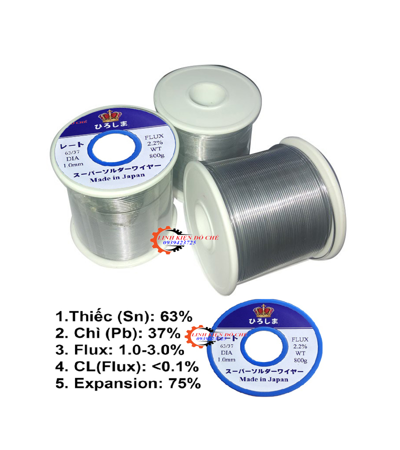 Thiếc hàn chì hàn cao cấp SN63% siêu bóng siêu nhẹ lửa 0.8mm x 4M