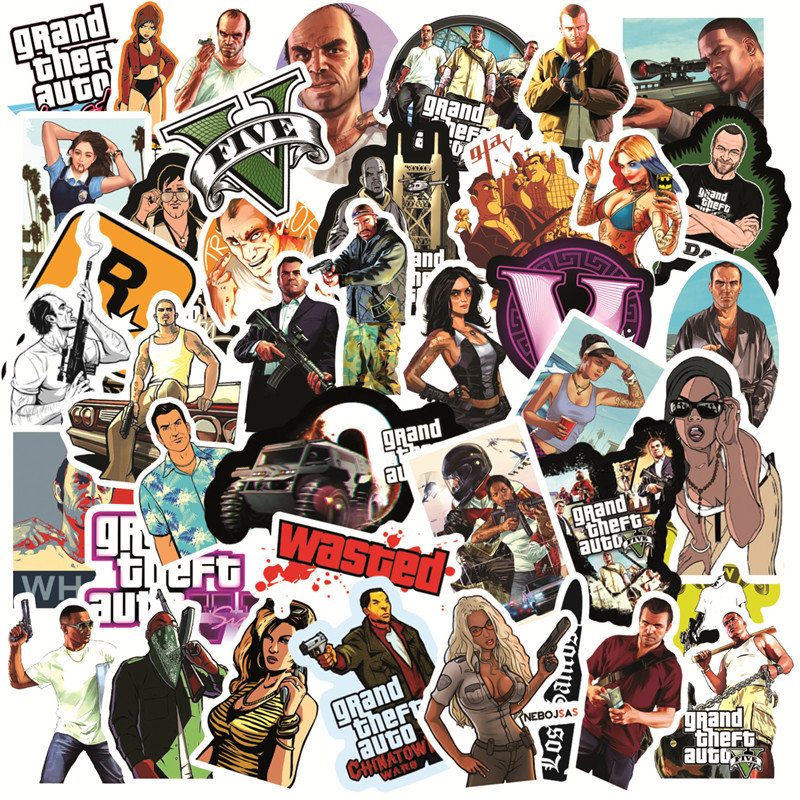 【Hottest Trends】50PCS Game GTA Stickers Graffiti Travel Luggage Guitar ...