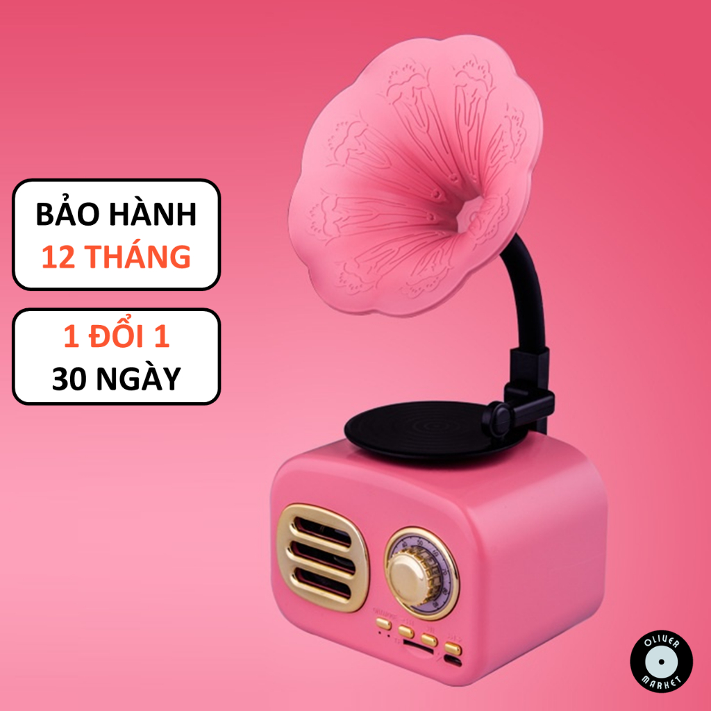Loa bluetooth cổ điển oliver ft05 loa kèn bluetooth mini vintage đồ decor bàn học trang trí phòng khách làm quà tặng a