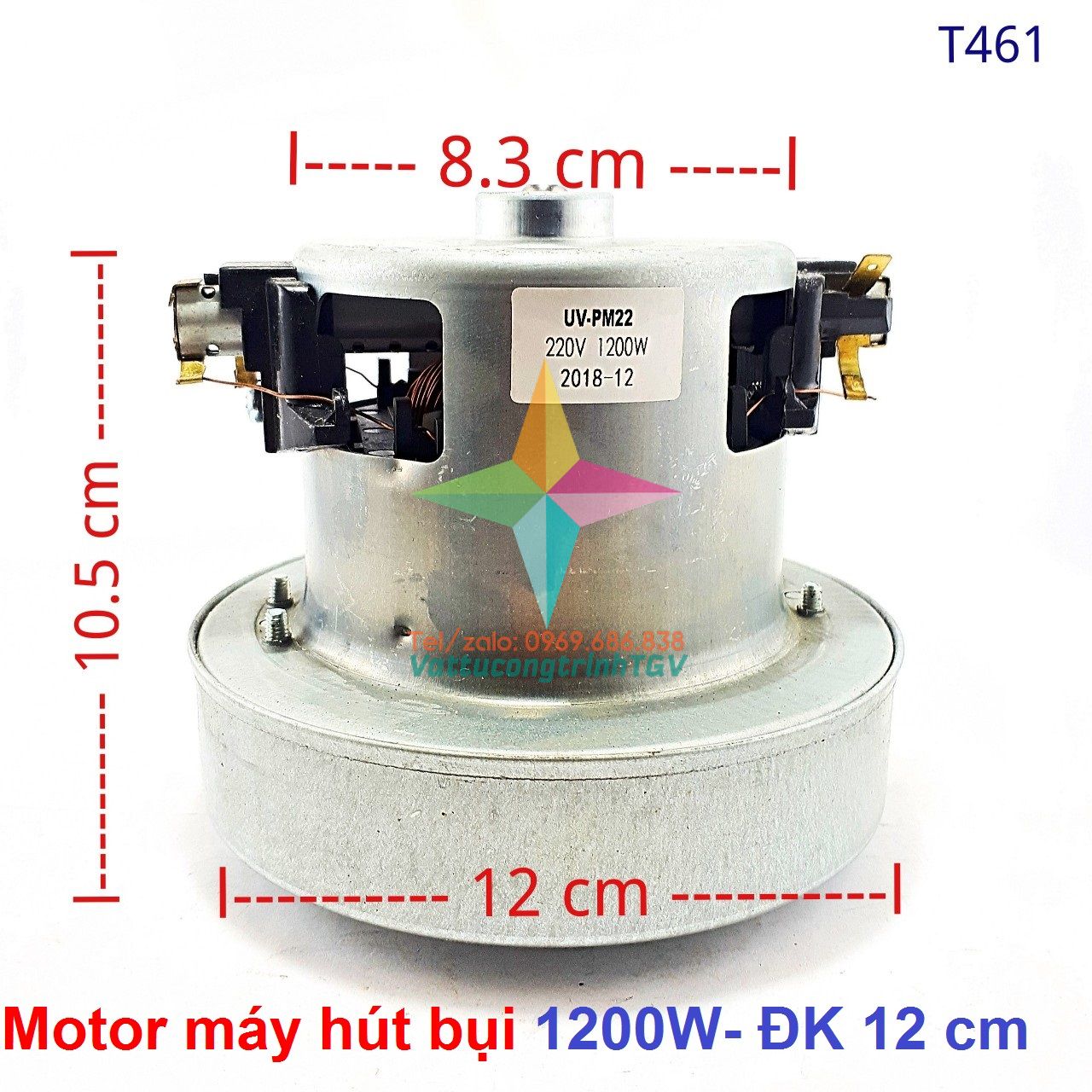 Motor máy hút bui 220V-1000W/1200W/1400W, ĐK bầu hút 12cm