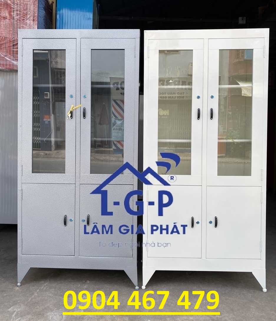 Tủ sắt hồ sơ kính sơn dầu văn phòng mới đẹp giao nhanh