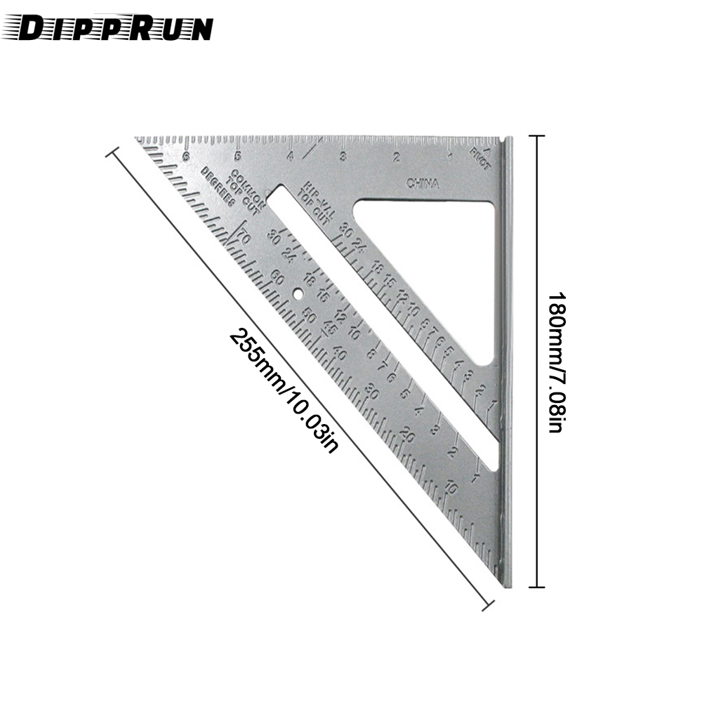 DIPPRUN 7 Inch Imperial Triangle Ruler Rafter Square Protractor Aluminum Alloy Triangle Ruler Layout Tool for Engineer Carpenter